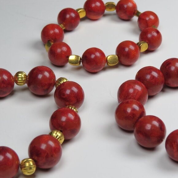 Genuine Bamboo Coral  18 plated Beads Bracelets X 3 Pieces Lot Sale. - Picture 2 of 6